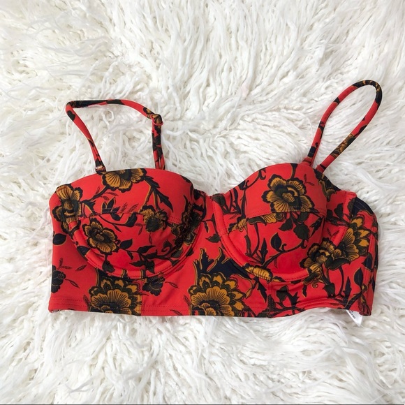 Urban Outfitters Other - Out From Under Red Floral Corset Bikini Top S